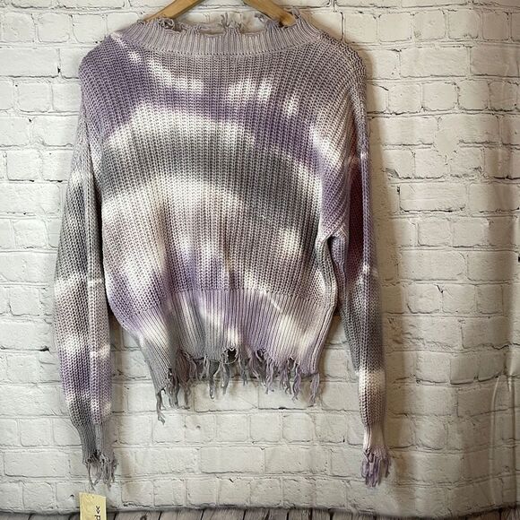 Rewind Women’s Tie Dye Vneck Sweater with Destruction size small new with tags - Picture 4 of 7